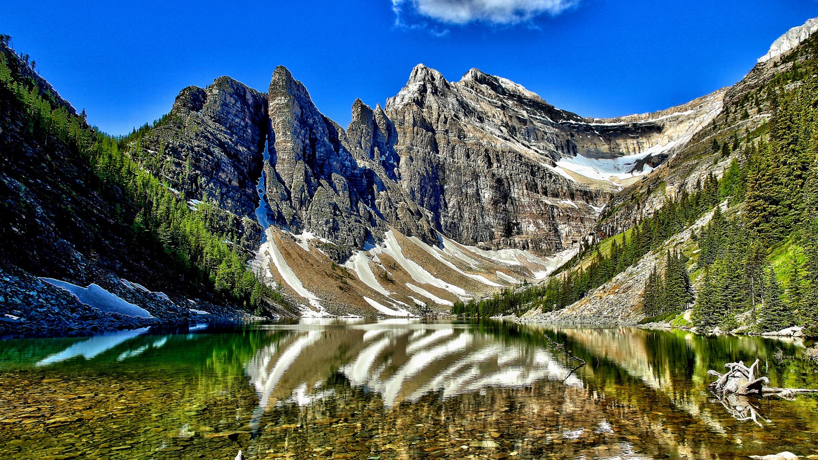 Fonds d'écran Lac Agnes, Parc national Banff, Alberta, Canada, montagnes,  arbres 1920x1200 HD image