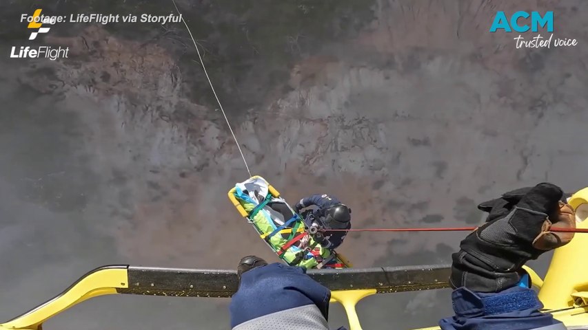 A paraglider was airlifted to hospital on December 22 after a mid-air collision with another paraglider. Video by LifeFlight via Storyful