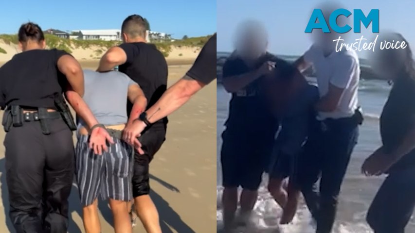 A Greek national has been charged after allegedly attempting to import $34m worth of meth and trying a dramatic escape into the surf. AFP investigators arrested the 30-year-old at Birubi Beach, Anna Bay, after he reportedly tried to evade them by running into the ocean. Three other Greek nationals have also been charged, with all accused facing life imprisonment if convicted. Vision courtesy: AFP