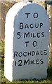 SD8529 : Old Milestone by the A671, Sagar Fold, Cliviger Parish, Burnley by J Higgins