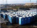 SK3888 : Portable toilets in Elliott Loohire depot by chris almond