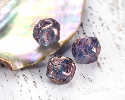 Czech Glass Bronzed Light Sapphire Twisted Round 8mm