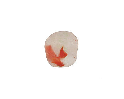 African Recycled Glass Clear w/ Coral Flecks Tumbled Round 12-16mm