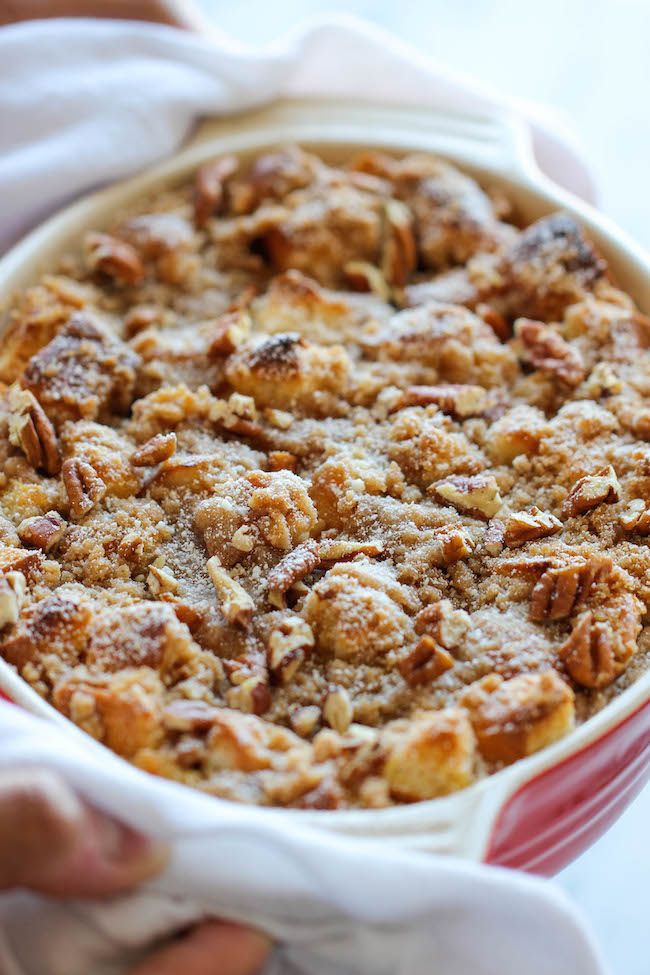 Baked Pumpkin Cream Cheese French Toast - So easy with the best cream cheese filling! Prep the night before and bake right before serving!