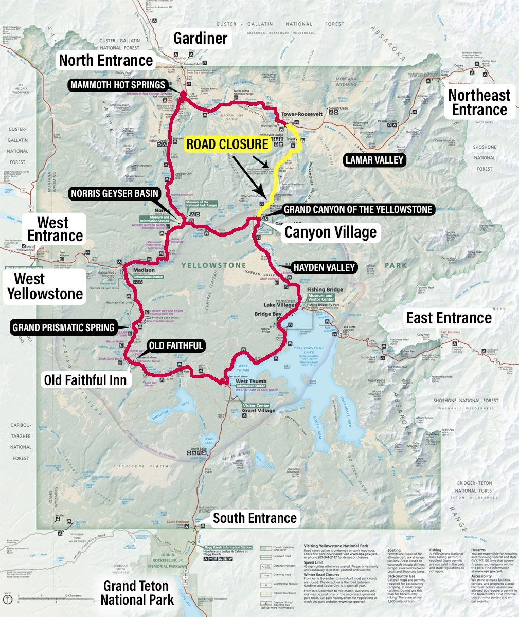 Map Yellowstone Loop - London Top Attractions Map