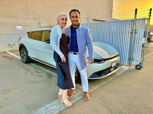 Photo of Visalia Kia - Visalia, CA, US. Getting our son his first car. A 2024 Kia EV6 Light Long Range in a Cream color. Thanks, Matthew, for the assistance!