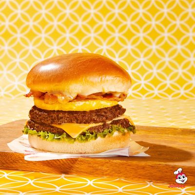 Photo of Jollibee - South San Francisco, CA, US. a cheeseburger with bacon and lettuce