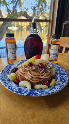 Photo of Old Sugar Mill Pancake House - De Leon Springs, FL, US. Cranberry Apple Pancakes