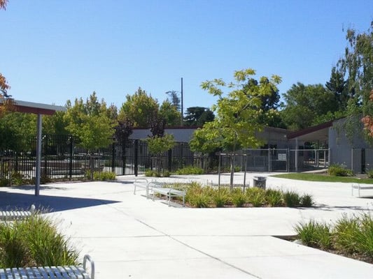 Photo of Columbia Middle School - Sunnyvale, CA, US. From inside CMS looking towards the preschool.