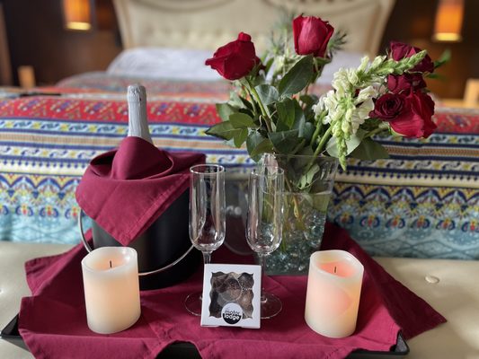 Photo of The Motor Lodge - Prescott, AZ, US. Romance package included candles throughout the room, a beautiful bouquet of flowers, sparkling cider and chocolate truffles