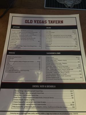 Photo of Old Vegas Tavern - Las Vegas, NV, US. Menu