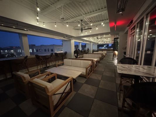 Photo of Nightingale Rooftop - Holly Springs, NC, US. a view of a rooftop restaurant