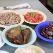 Kalua Pig , Lomi Salmon , Pipikaula Short Ribs & Luau Squid, Mac salad, Haupia