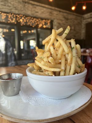 Photo of Wood & Fire Neapolitan Style Pizza - Pleasantville, NY, US. a bowl of french fries