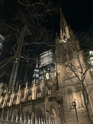 Photo of Trinity Church Wall Street - New York, NY, US. Evening in February