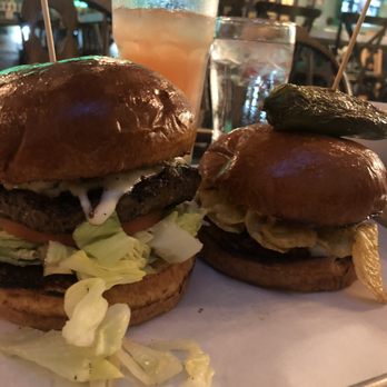 Rustic burger (left) Fuego crunch burger (right)