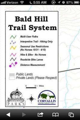 Photo of Bald Hill Park - Corvallis, OR, US. Trail map key