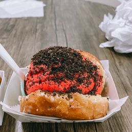 Photo of Stuffed Ice Cream - New York, NY, United States. Red Velvet Cookie Dough Cheesecake Cruff