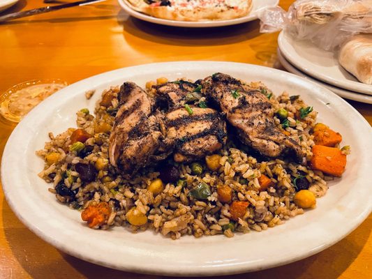 Photo of Aladdin's Eatery - Cincinnati, OH, US. a plate of chicken and rice