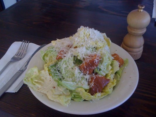 Photo of The Fremont Diner - Sonoma, CA, US. Little Gem Lettuce with Dry Vella Jack Cheese, Croutons and Dressing $6.50