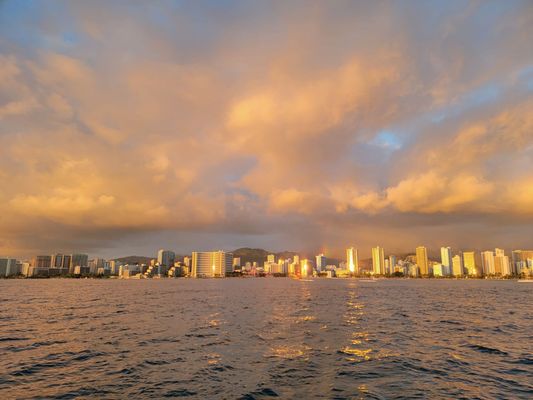 Photo of Pink Sails Waikiki - Honolulu, HI, US. Waikiki at Sunset