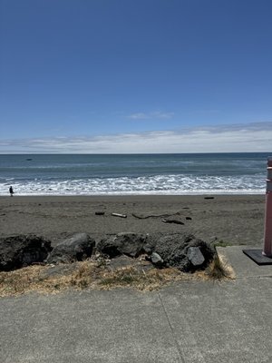 Photo of Beachfront Rv Park - Brookings, OR, US. Beach front seen from the concrete blocks