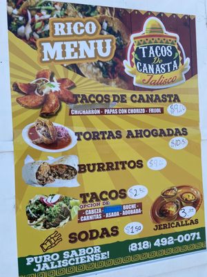 Photo of Tacos De Canasta Jalisco - Reno, NV, US. Menu 3/13/22