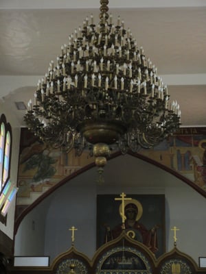 Photo of Russian Orthodox Church of Protection of the Holy Virgin - Los Angeles, CA, US. The chandelier is very impressive