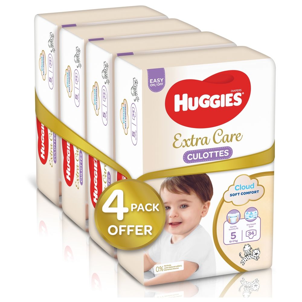 Huggies - Extra Care Culottes, Size 5, 12-17 kg, Super Mega Pack, 136 Diaper Pants