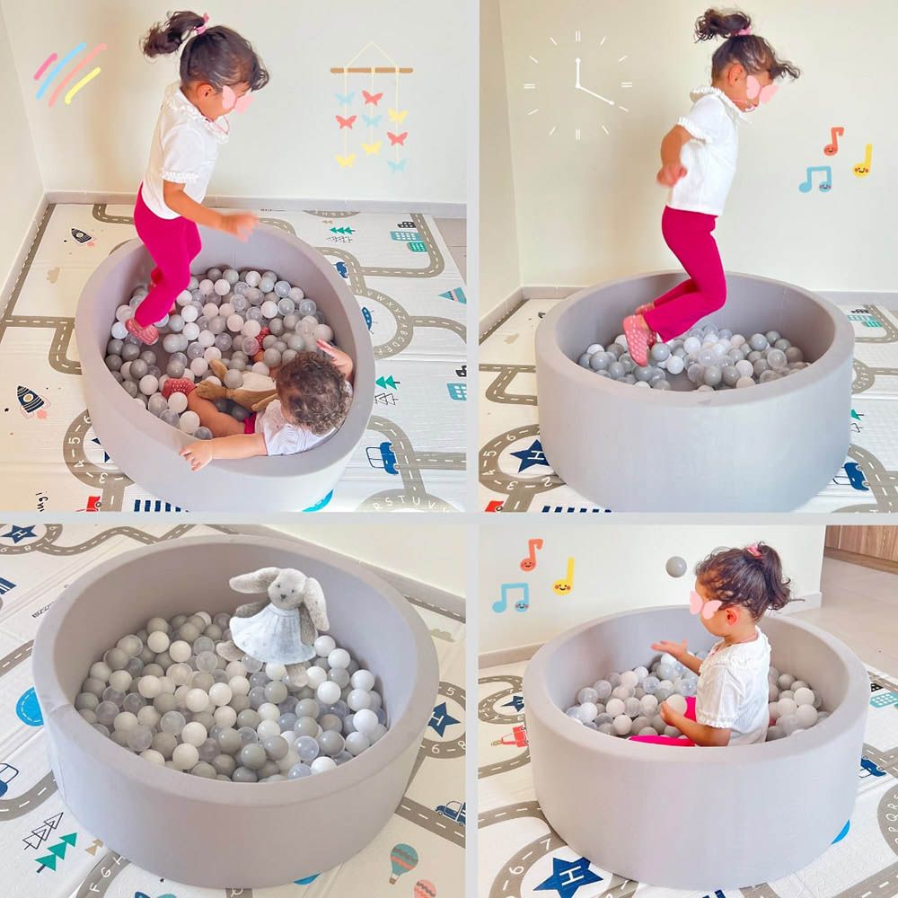 Mumfactory - Ball Pool Pit With 200 Ocean Balls - Grey