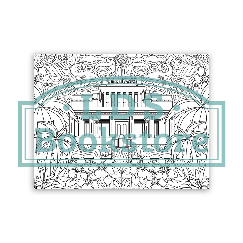 Laie Hawaii Temple Spring Coloring Page - Printable