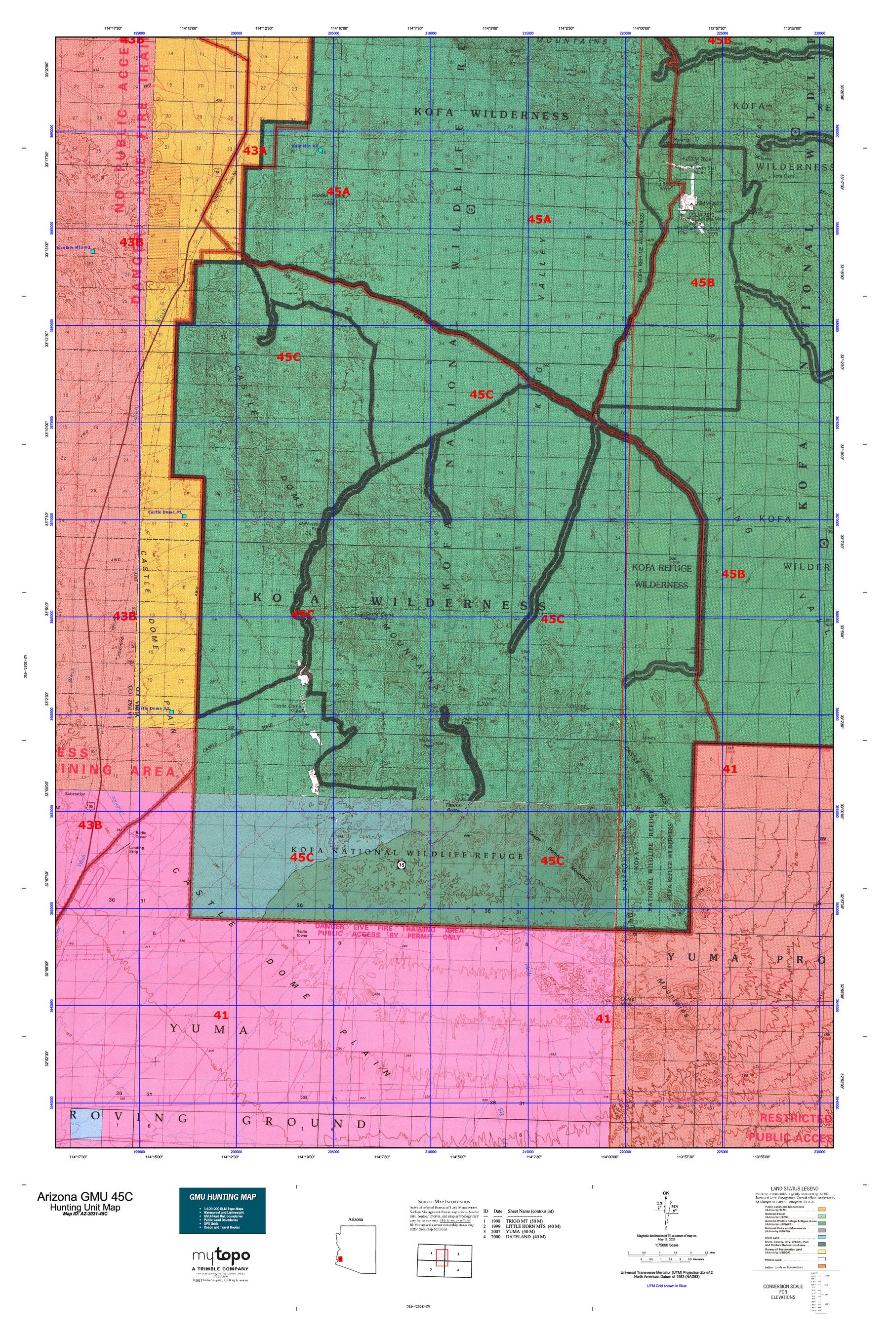 Arizona GMU 45C Map | MyTopo