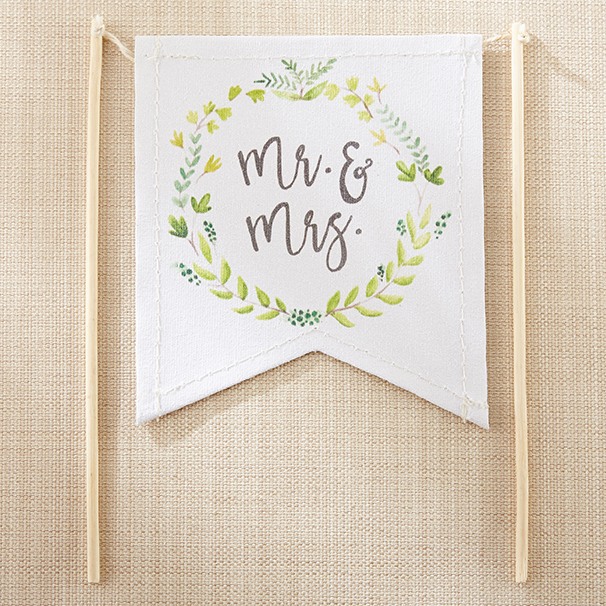 Botanical Canvas Mr. & Mrs. Cake Topper