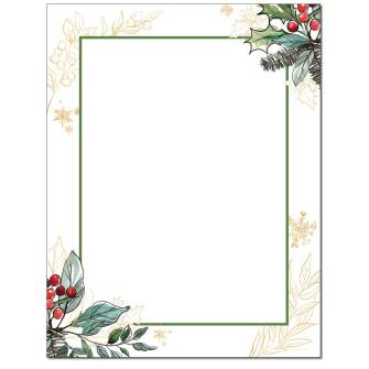 Holly Berries Letterhead - 25 pack