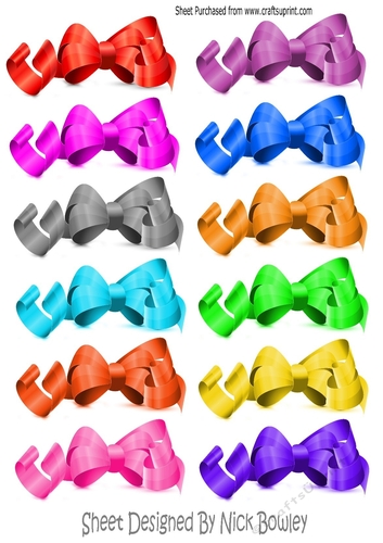 12 lovely coloured curly coloured bows - CUP866666_415 | Craftsuprint