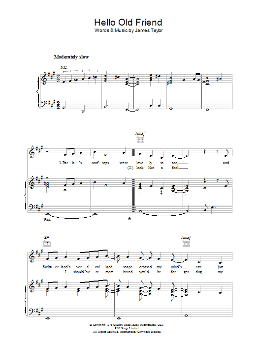 Hello Old Friend Digital Sheet Music