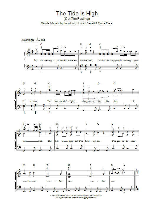 The Tide Is High (Get The Feeling) Digital Sheet Music