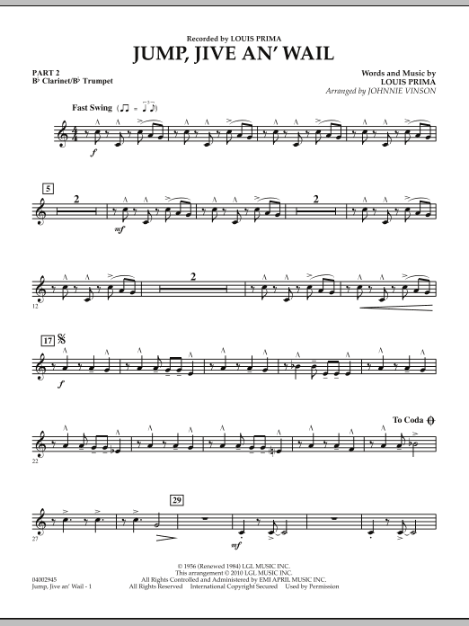 Jump, Jive An' Wail - Pt.2 - Bb Clarinet/Bb Trumpet Digital Sheet Music