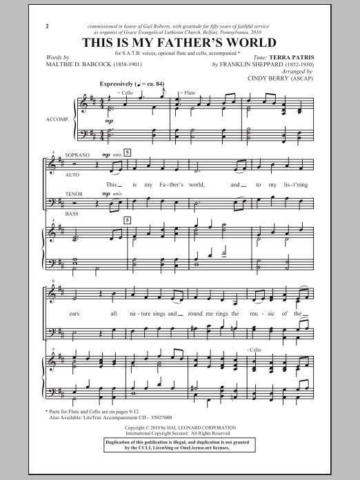 This Is My Father's World Digital Sheet Music