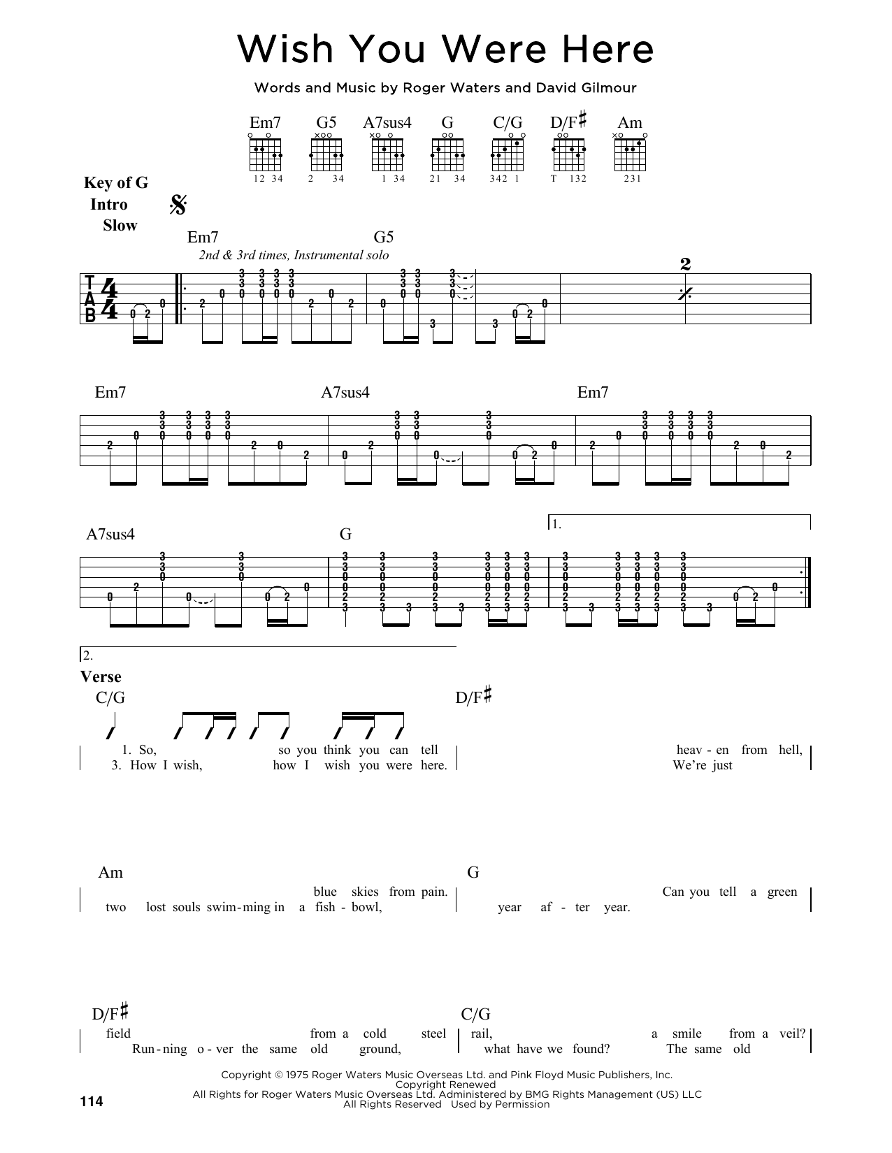 Wish You Were Here Digital Sheet Music