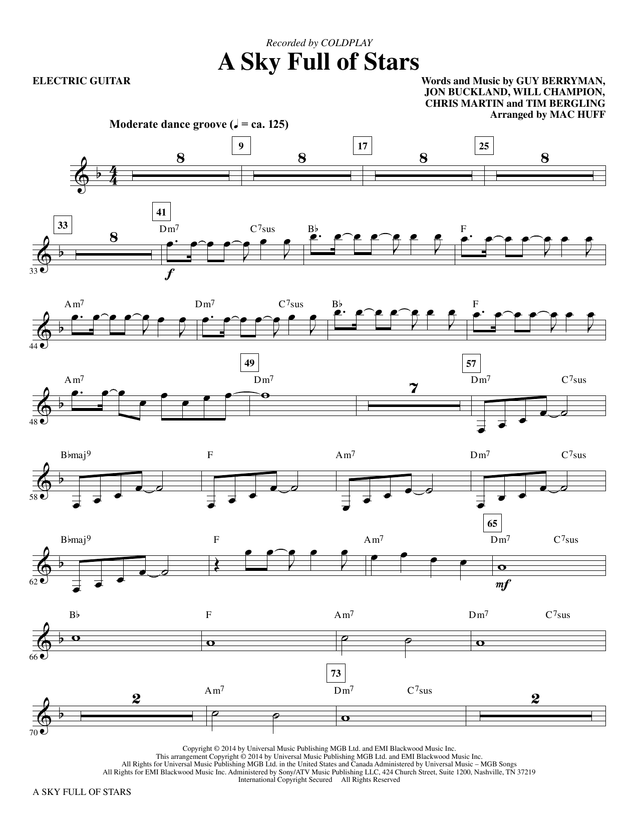 A Sky Full of Stars (arr. Mac Huff) - Electric Guitar Digital Sheet Music