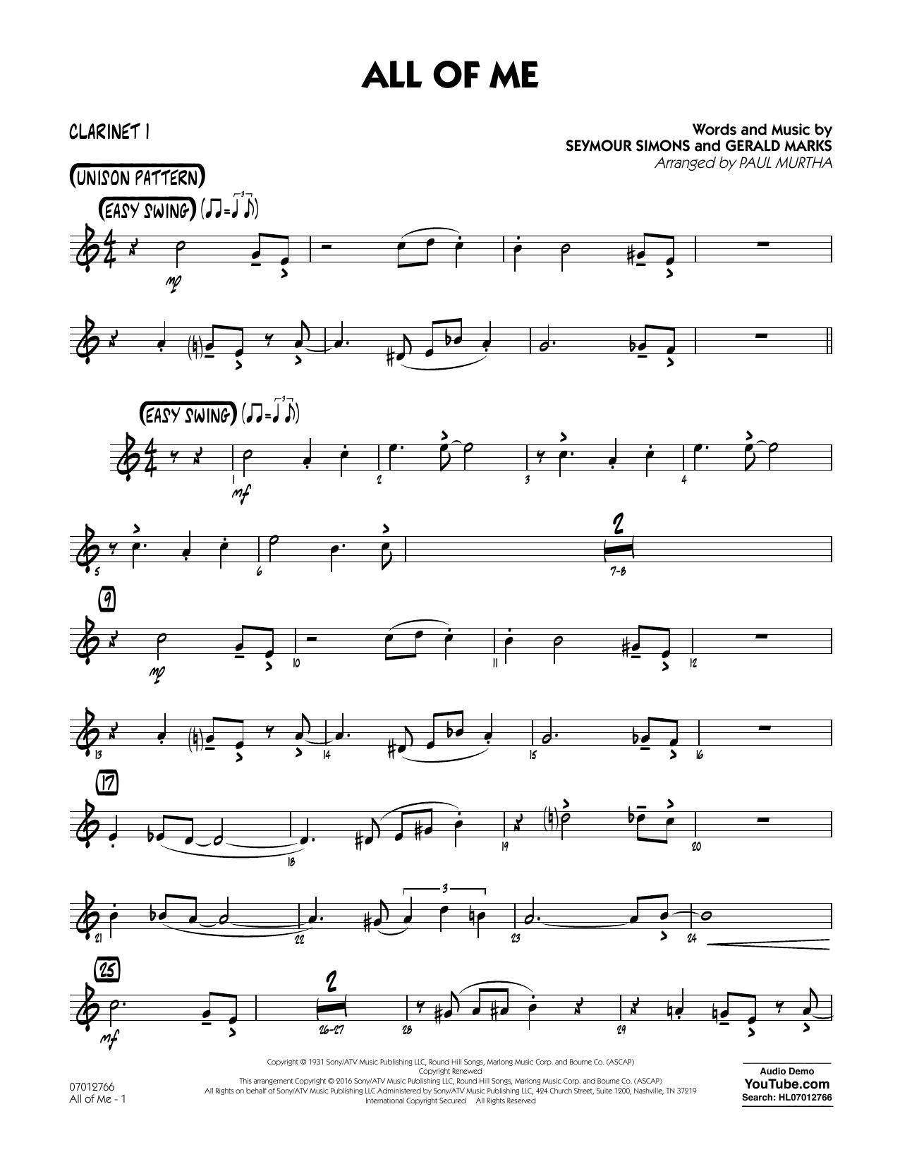 All of Me - Bb Clarinet 1 Digitale Noten