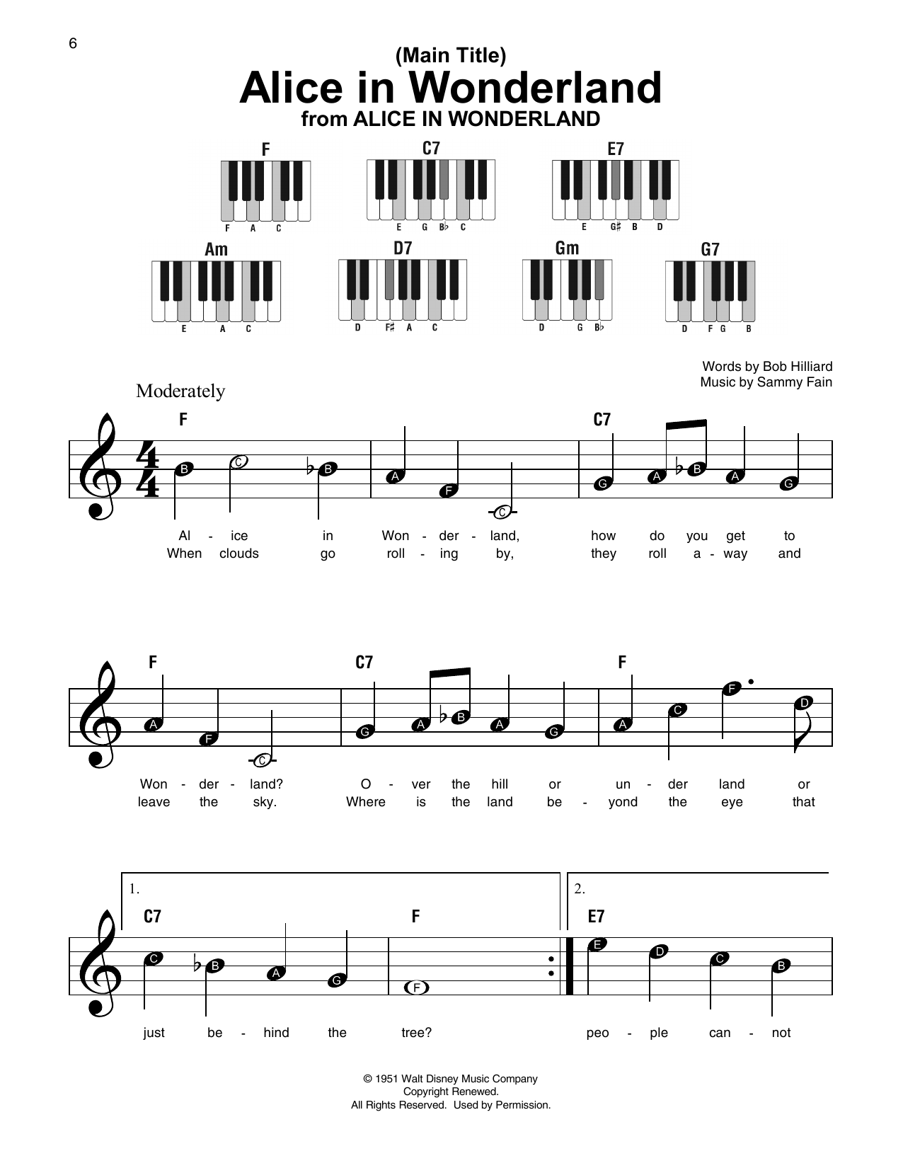 Main Title (Alice In Wonderland) Digital Sheet Music