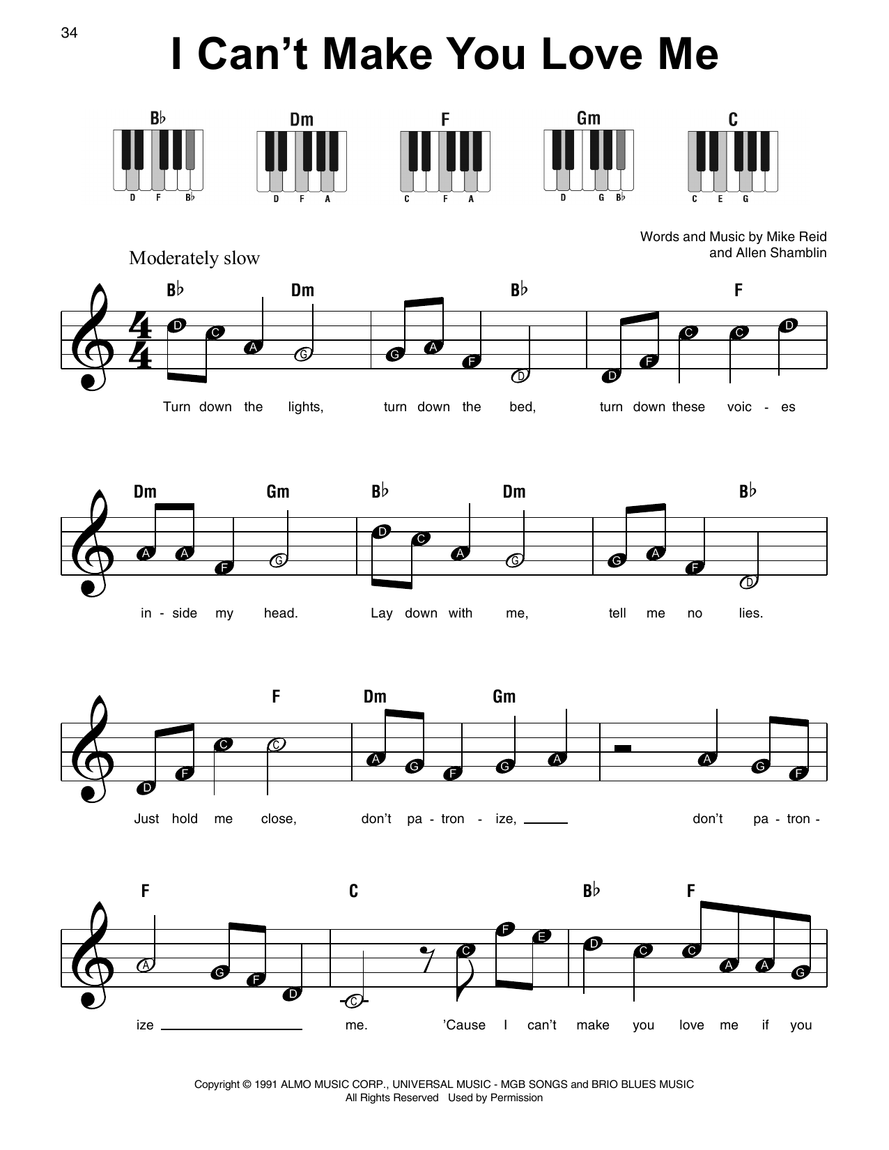 I Can't Make You Love Me Digital Sheet Music