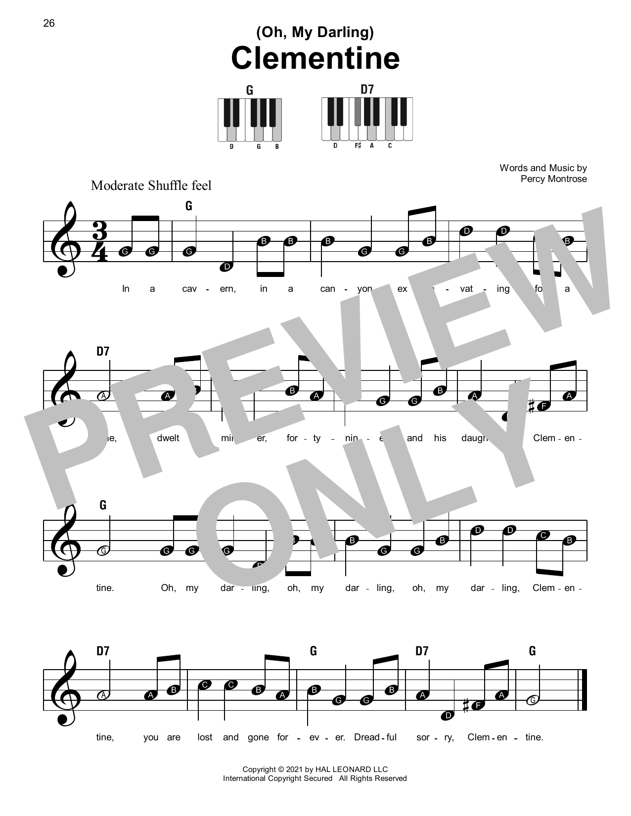 (Oh, My Darling) Clementine Digital Sheet Music