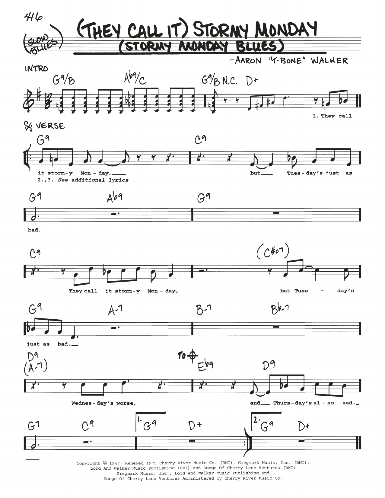 Stormy Monday Guitar Chords