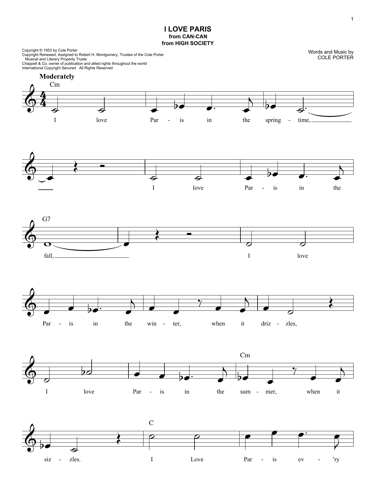 I Love Paris Digital Sheet Music