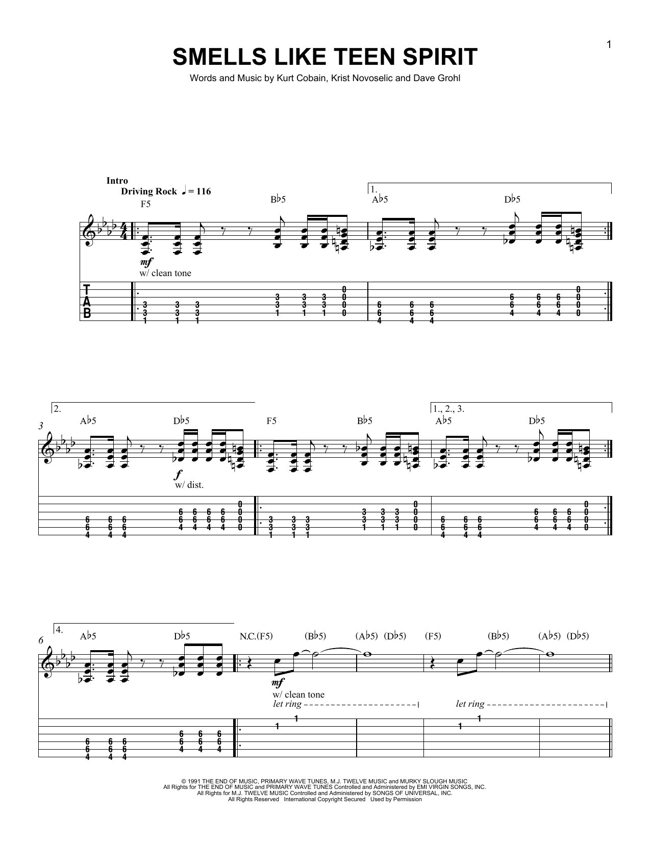 Smells Like Teen Spirit Digital Sheet Music