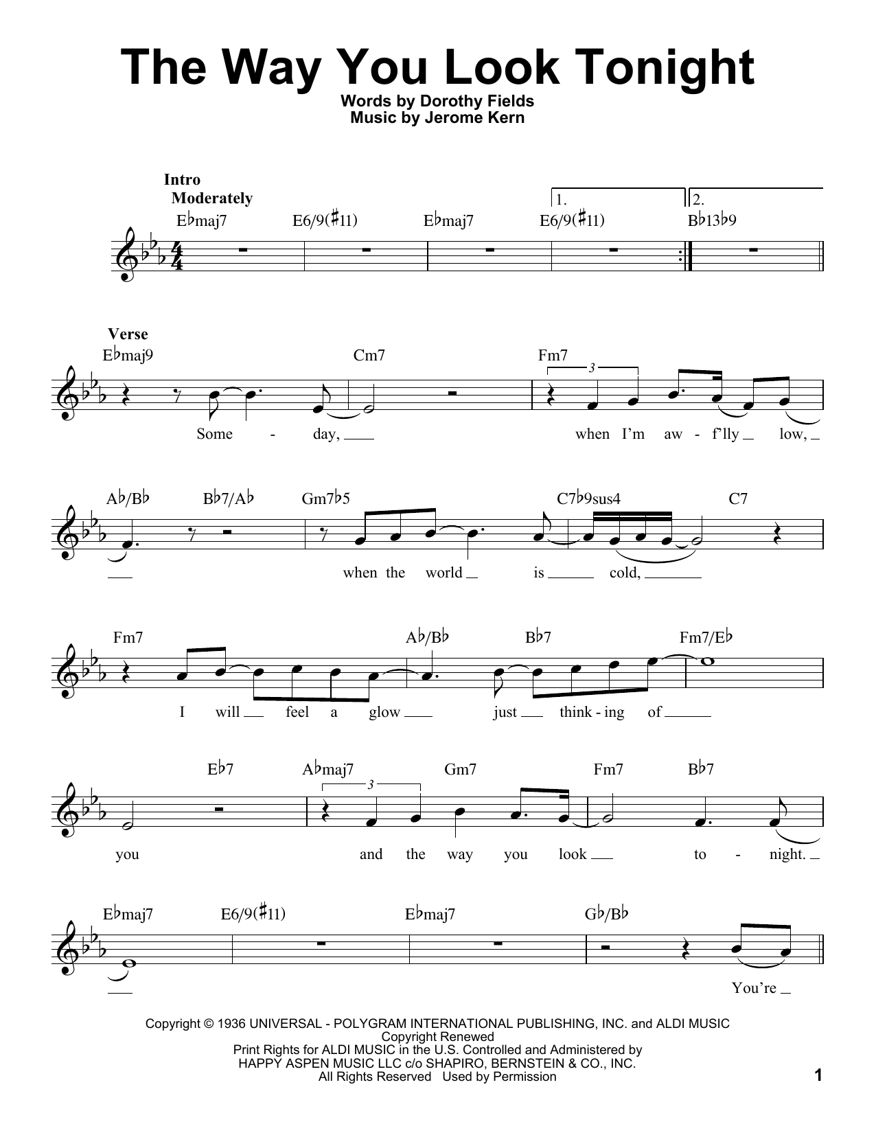 The Way You Look Tonight Digital Sheet Music