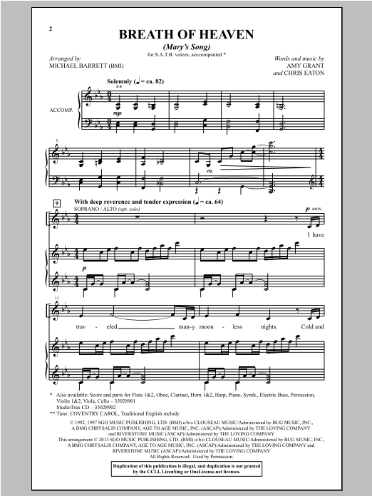 Breath Of Heaven (Mary's Song) Digital Sheet Music